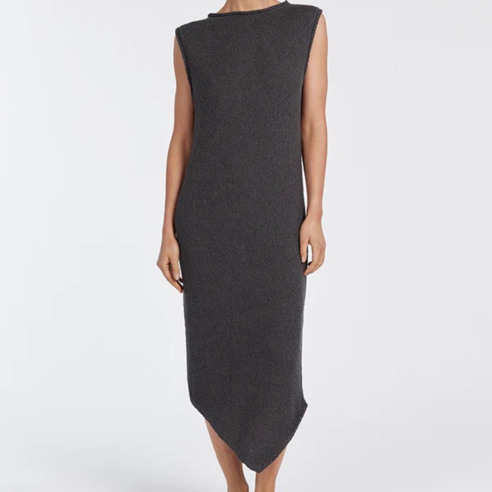 DISSH Gray Asymmetrical Sheath Dress Crew Neck Sleeveless